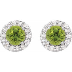 14K White Gold 5.5 mm Natural Peridot & 1/4 CTW Natural Diamond Earrings