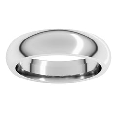10K White Gold 5 mm Comfort-Fit Half Round Band Size 9.5