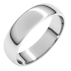 14K White Gold 5 mm Lightweight Half Round Band Size 9.5