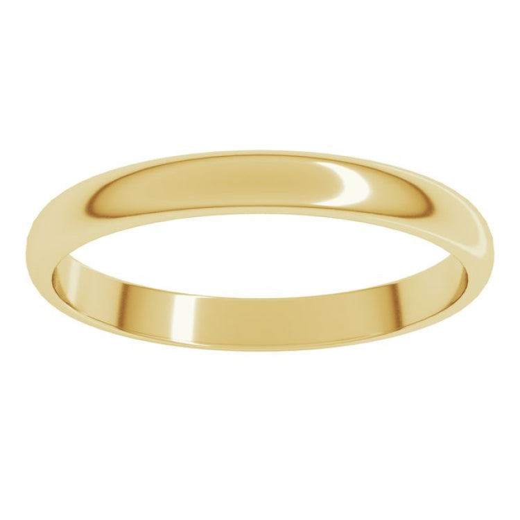 10K Yellow Gold 2.5 mm Lightweight Half Round Band Size 10