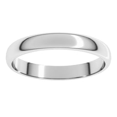 14K White Gold 3 mm Lightweight Half Round Band Size 6.5