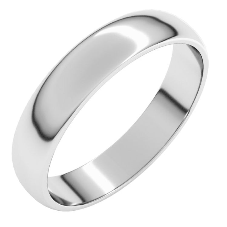 Platinum 4 mm Lightweight Half Round Band Size 16