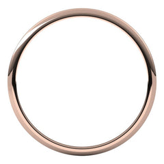 14K Rose Gold 1 mm Lightweight Half Round Band Size 6