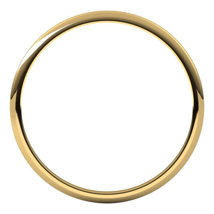 14K Yellow Gold 1 mm Lightweight Half Round Band Size 9