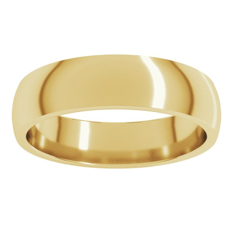 14K Yellow Gold 5 mm Lightweight Comfort-Fit Half Round Band Size 16.5