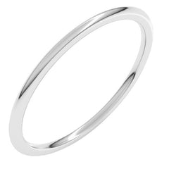 14K White Gold 1 mm Lightweight Comfort-Fit Half Round Band Size 6