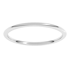 14K White Gold 1 mm Lightweight Comfort-Fit Half Round Band Size 7