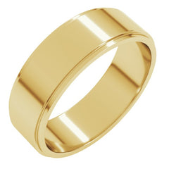 14K Yellow Gold 6 mm Stepped-Edge Flat Band Size 11.5