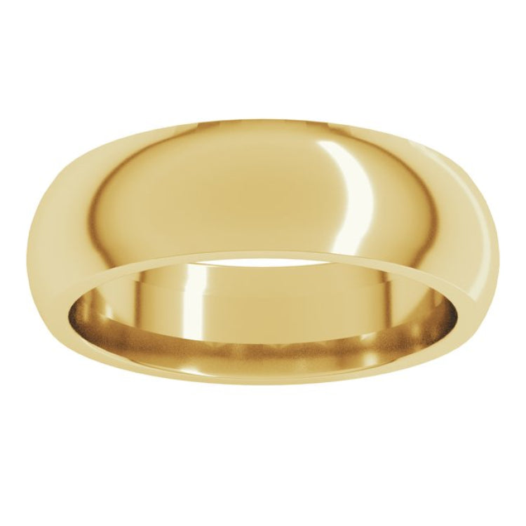 10K Yellow Gold 6 mm Comfort-Fit Half Round Band Size 8.5