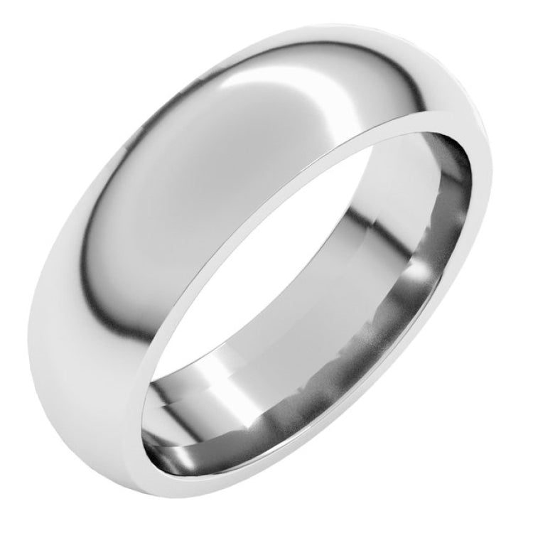 Platinum 6 mm Comfort-Fit Half Round Band Size 9.5