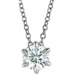 14K White Gold 5/8 CT Lab-Grown Diamond Solitaire 16-18" Necklace