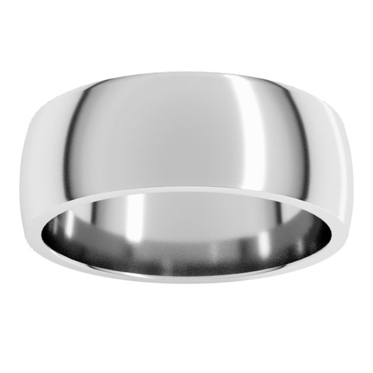14K White Gold 7 mm Lightweight Comfort-Fit Half Round Band Size 9
