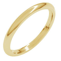 18K Yellow Gold 2 mm Comfort-Fit Half Round Band Size 5