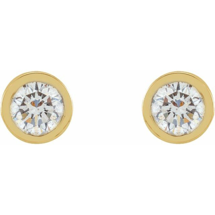 14K Yellow Gold 1/10 CTW Natural Diamond Micro Bezel-Set Earrings