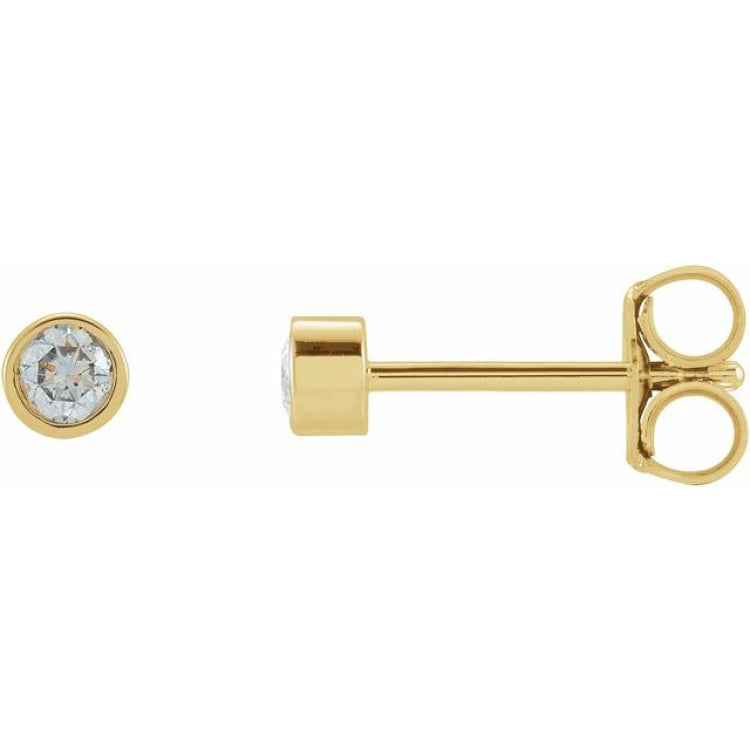 14K Yellow Gold 1/8 CTW Natural Diamond Micro Bezel-Set Earrings