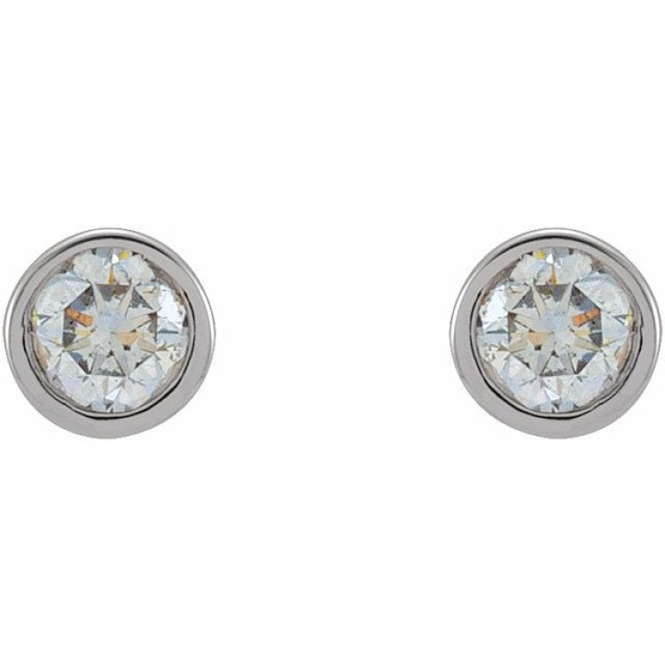 14K White Gold 1/8 CTW Natural Diamond Micro Bezel-Set Earrings
