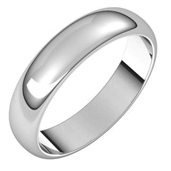 14K White Gold 4.5 mm Half Round Band Size 8