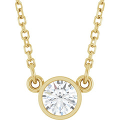 14K Yellow Gold Stuller Lab-Grown Moissanite Solitaire 18" Necklace