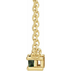 14K Yellow Gold Natural Green Tourmaline Solitaire 18" Necklace