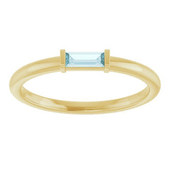 14K Yellow Gold Natural Sky Blue Topaz Stackable Ring