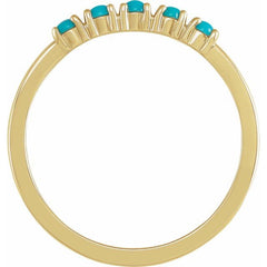14K Yellow Gold Natural Turquoise Cabochon Stackable Ring