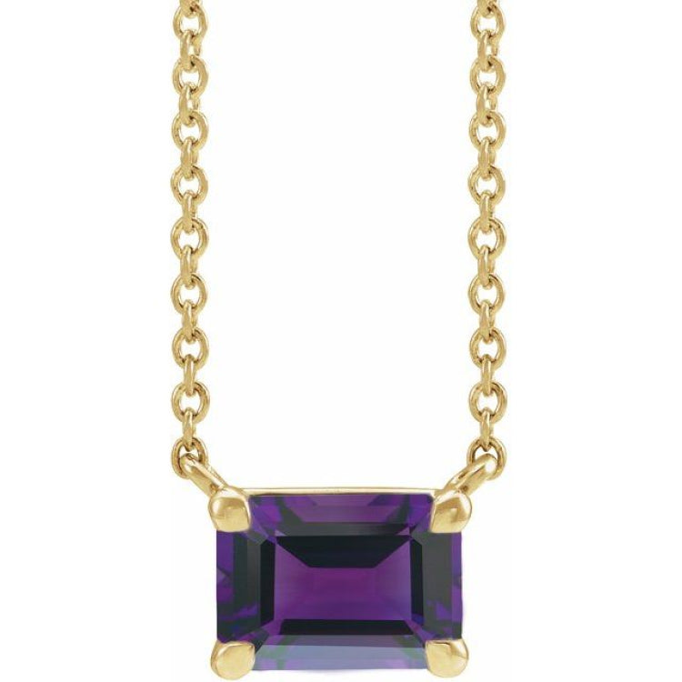 14K Yellow Gold Natural Amethyst 18" Necklace