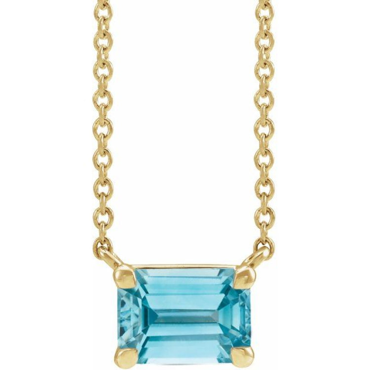 14K Yellow Gold Natural Blue Zircon 18" Necklace