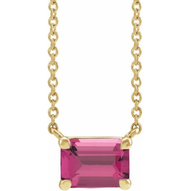 14K Yellow Gold Natural Pink Tourmaline 18" Necklace