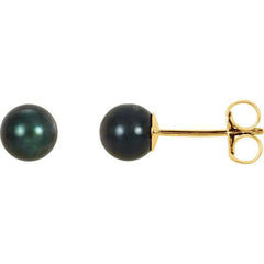14K Yellow Gold 5 mm Cultured Black Akoya Pearl Earrings