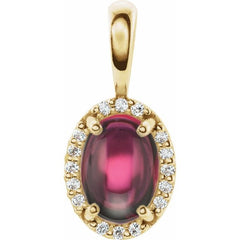 14K Yellow Gold Natural Rhodolite Garnet & .04 CTW Natural Diamond Halo-Style Pendant