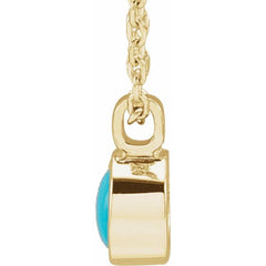 14K Yellow Gold Natural Turquoise Bezel-Set 16-18" Necklace