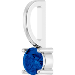 14K White Gold Imitation Blue Sapphire Solitaire Charm/Pendant