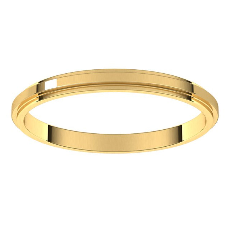 10K Yellow Gold 2 mm Stepped-Edge Flat Band Size 6