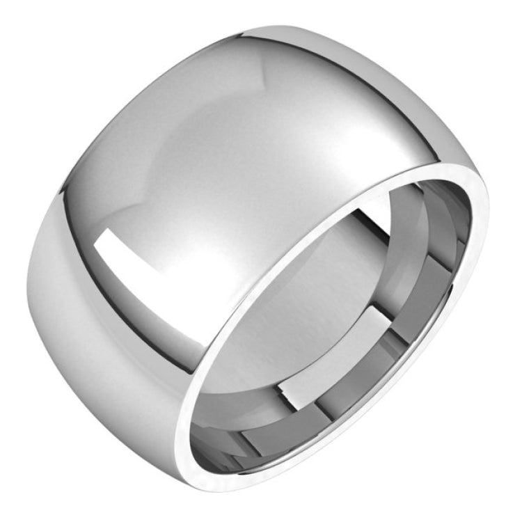 14K White Gold 11 mm Comfort-Fit Half Round Band Size 10.5