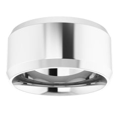 14K White Gold 10 mm Beveled-Edge Comfort-Fit Flat Band Size 11.5