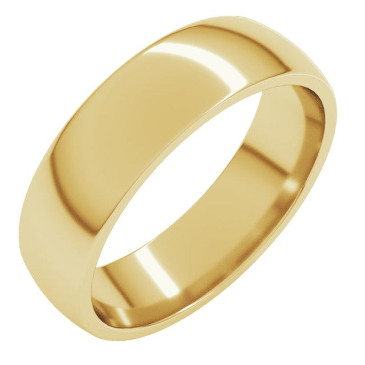 14K Yellow Gold 5.5 mm Lightweight Comfort-Fit Half Round Band Size 8.5