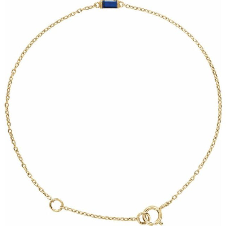 14K Yellow Gold Natural Blue Sapphire 6 1/2-7 1/2" Bracelet