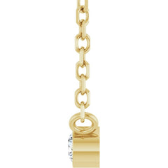14K Yellow Gold .03 CT Natural Diamond Solitaire 16-18" Necklace
