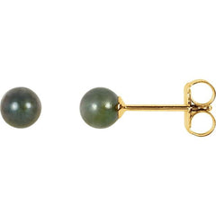 14K Yellow Gold 4 mm Cultured Black Akoya Pearl Earrings