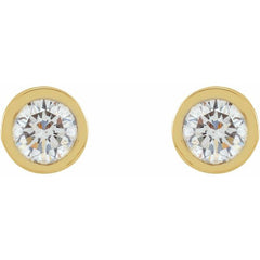 14K Yellow Gold 1/10 CTW Natural Diamond Micro Bezel-Set Earrings
