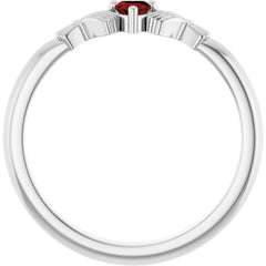 Sterling Silver Natural Mozambique Garnet Claddagh Ring