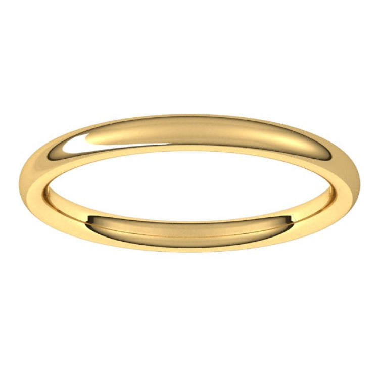 14K Yellow Gold 2 mm Comfort-Fit European-Style Band Size 5