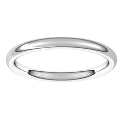 14K White Gold 2 mm Comfort-Fit European-Style Band Size 6