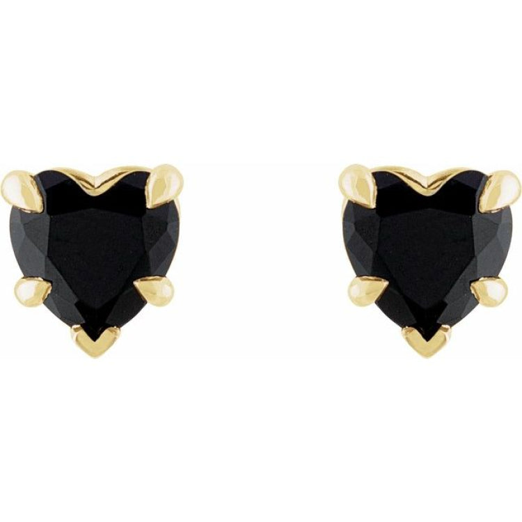 14K Yellow Gold Natural Black Onyx Stud Earrings