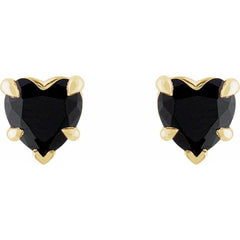 14K Yellow Gold Natural Black Onyx Stud Earrings