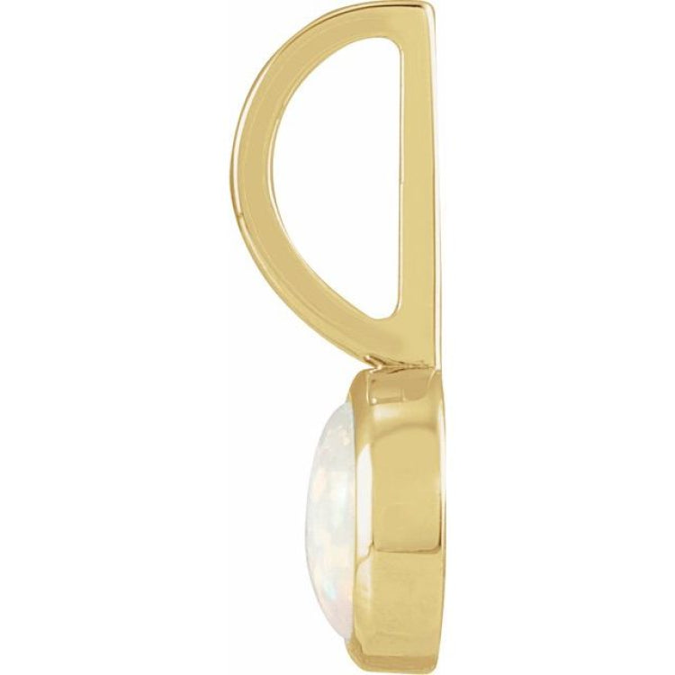14K Yellow Gold Natural White Opal Charm/Pendant