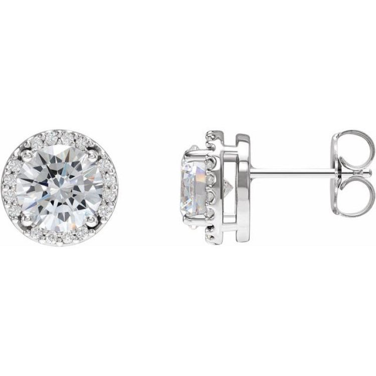14K White Gold 1/2 CTW Natural Diamond Halo-Style Earrings