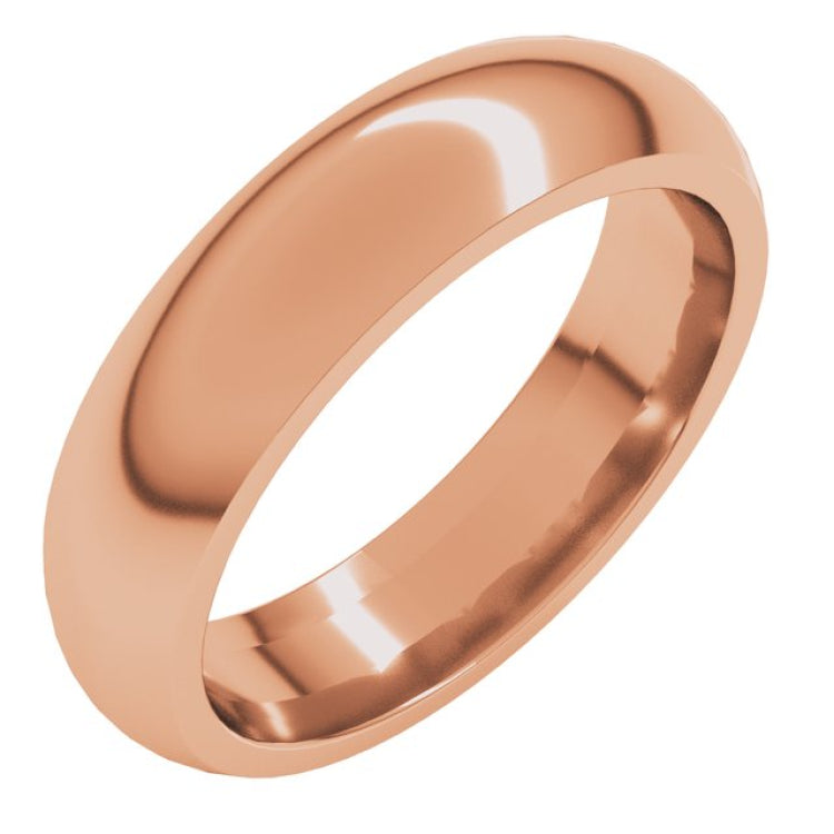 14K Rose Gold 5 mm Comfort-Fit Half Round Band Size 6