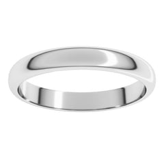 14K White Gold 3 mm Half Round Band Size 8.5
