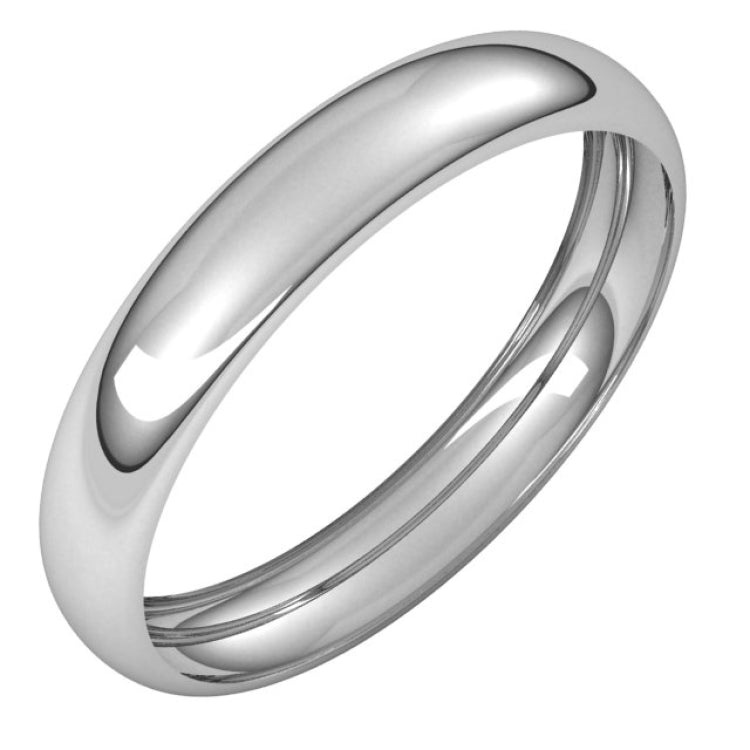 Sterling Silver 3.5 mm Half Round Band Size 5.5